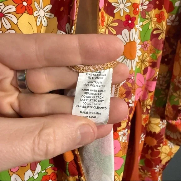 Unique Vintage Orange Flower Bunch Caftan Jumpsuit Size XL/1X - Picture 11 of 11